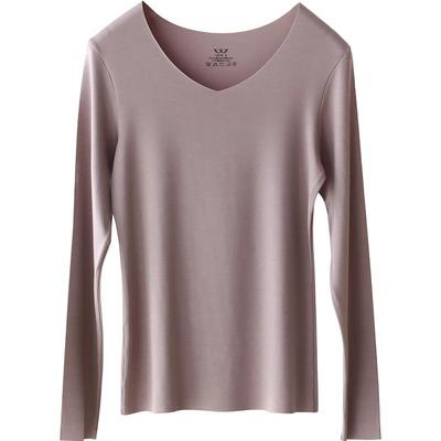 莫代尔无痕V领打底女士保暖秋衣