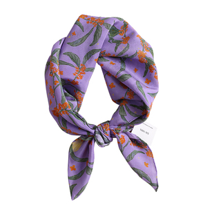 「沁人紫」100%silk真丝丝巾65方巾搭配衬衫2025新款春秋季礼盒装