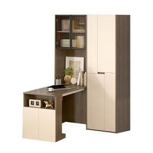 阳台折叠书桌书柜一体转角书桌衣柜一体书架组合电脑桌定制9Y21