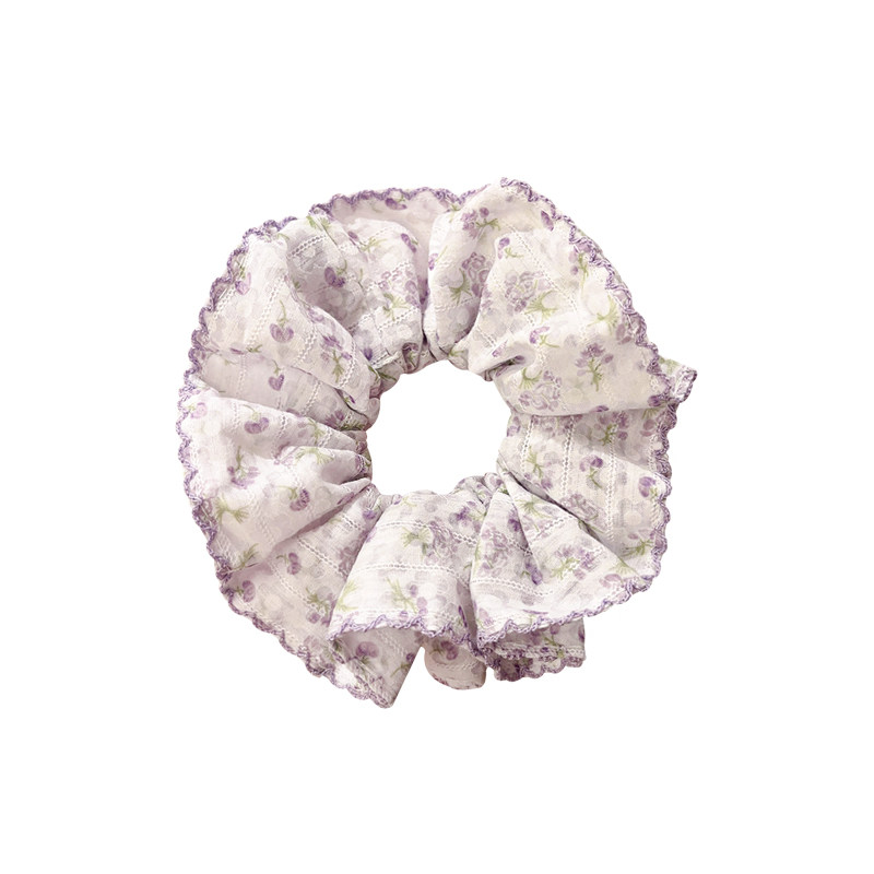紫色碎花蕾丝大肠发圈