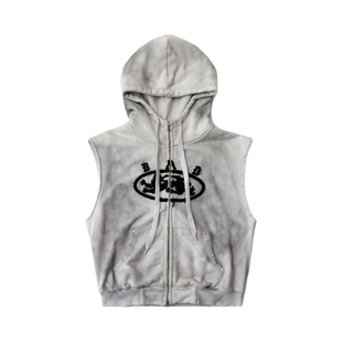 韩国badblood美式复古街头无袖连帽刺绣马甲宽松休闲扎染运动套装