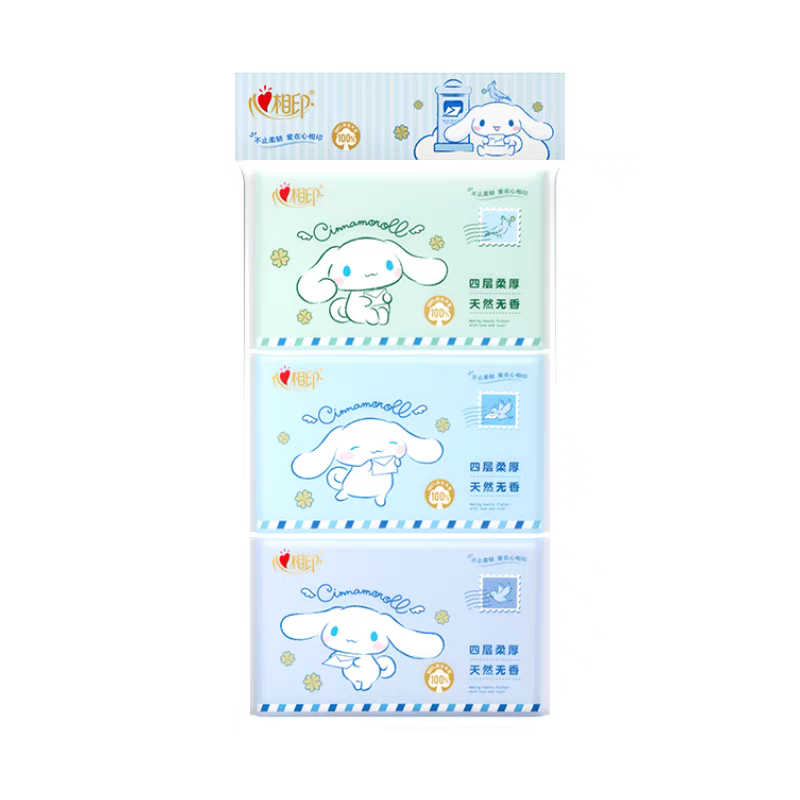 心相印大耳狗四层柔厚皮夹手帕纸
