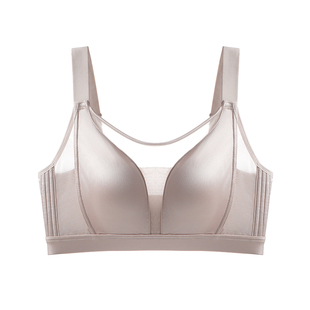 不闷不压才是真舒服 大胸光面显小无痕抹胸全罩杯薄款无钢圈内衣