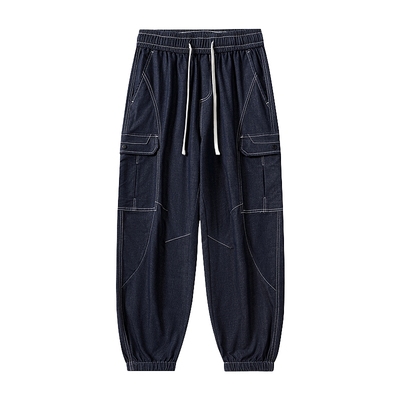 束脚美式潮牌牛仔裤工装加绒