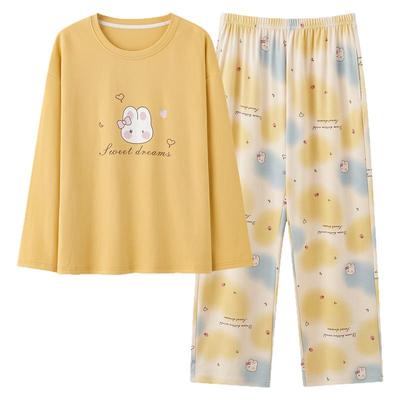 睡衣女春秋纯棉长袖套头甜美可爱