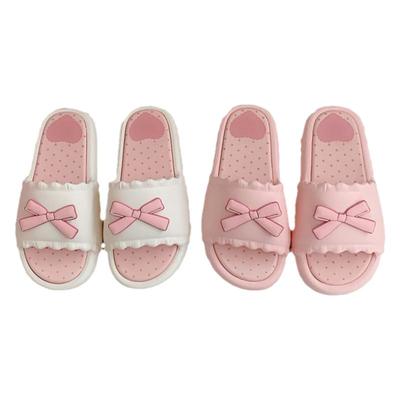 细细条甜美蝴蝶结少女心凉拖鞋