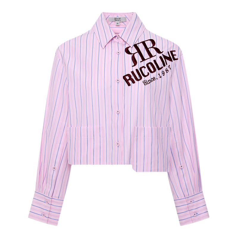 RucoLine樱花粉条纹学院风女衬衫