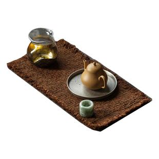 觅白柿染茶席老布纯手工植物小桌旗纯棉厚粗粝干泡复古侘寂茶道艺