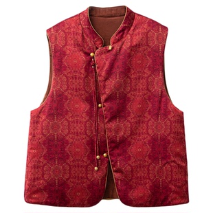 一丝牵双面穿40姆米香云纱重锻真丝夹棉马甲国风桑蚕丝马褂背心冬