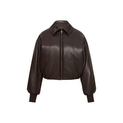 oneup复古PU皮衣棉服外套