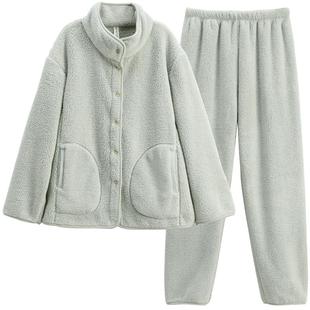 芬腾蓬蓬绒情侣睡衣女秋冬季保暖抗静电珊瑚绒青年男士家居服套装