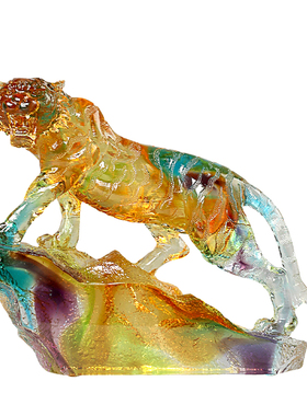 古东东琉璃老虎创意桌面摆件