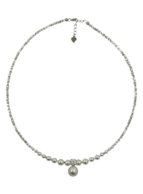 partyme手工碎银子金属仿珍珠项链女法式复古个性百搭颈链锁骨链