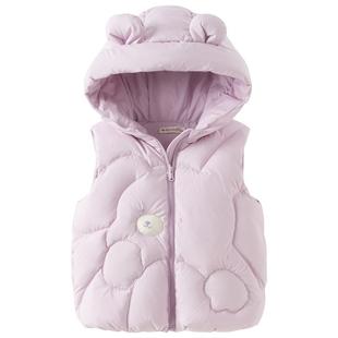 戴维贝拉男童羽绒背心女童A类防水马甲2026冬装新款儿童连帽坎肩