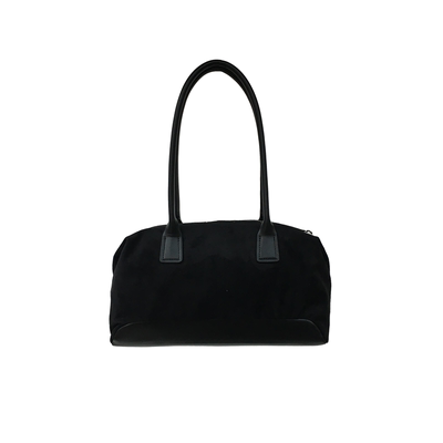 小脏柜 韩国新品小众复古麂皮绒拼接保龄球波士顿包手提腋下包女