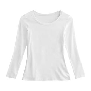 纯棉打底衫女长袖内搭高弹力百搭ins修身显瘦外穿t恤女士白色上衣