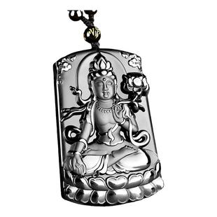 和田玉墨玉本命佛吊坠男生肖属鸡不动明王本命年玉坠女玉石玉牌