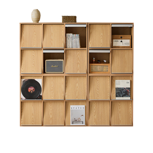 懒生活书柜实木模块组合柜格子柜日式防尘皮埃尔储物柜客厅展示柜