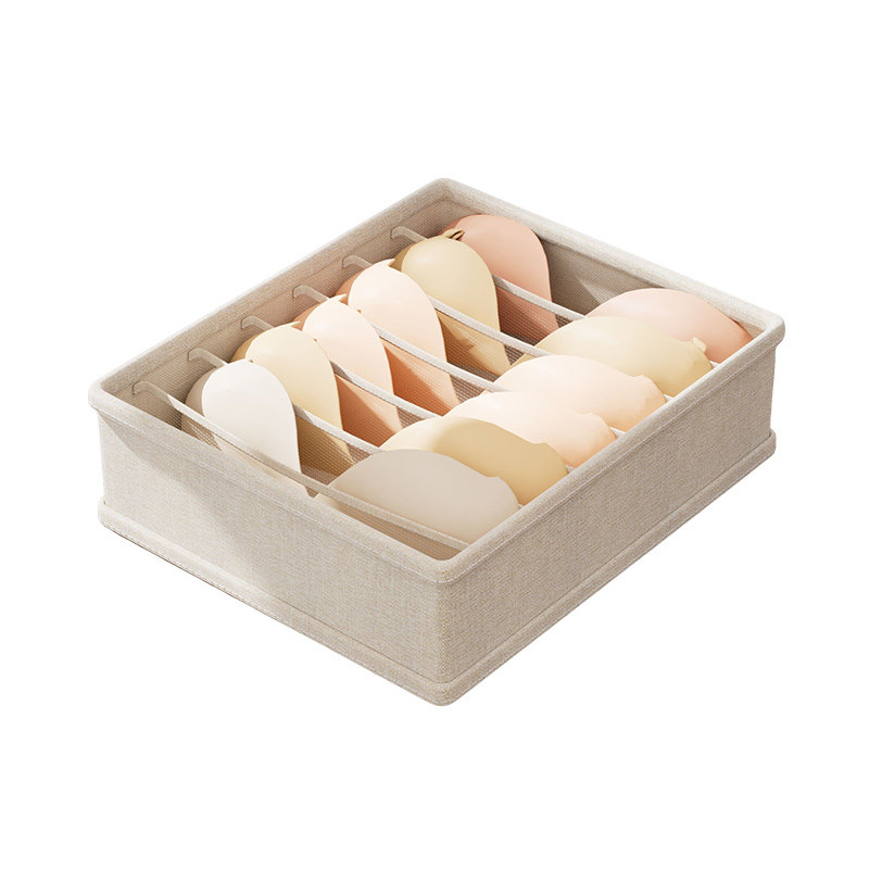 内衣内裤收纳盒天山棉麻贴身衣物分格装袜子三合一抽屉式收纳神器