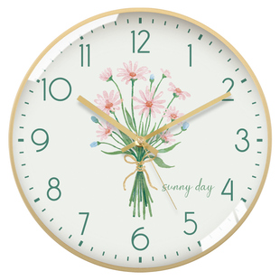 TQJ小清新静音挂钟客厅家用时钟创意挂墙北欧简约电波卧室石英表