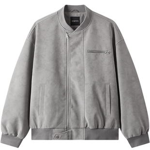 gxg.jeans男装 pu皮时尚休闲宽松棒球领飞行员夹克外套 25秋新品