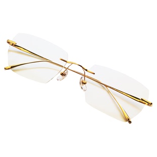 超轻纯钛无边框眼睛框网上可配近视镜片眼镜男无框防蓝光变色镜女