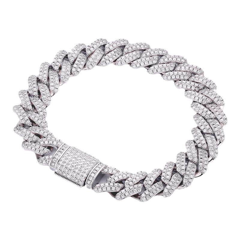 ICE BLING 高端定制S925纯银莫桑石满钻古巴手链 高质感轻奢男士