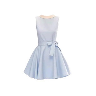 法式赫本风无袖连衣裙女夏季内搭系带收腰显瘦千金感气质蓬蓬裙女