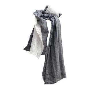 知笔墨天然草木植物染长围巾 渐变撞色亚麻复古文艺百搭披肩女