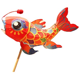 非遗文化锦鲤鱼灯笼成品活动摆尾手持舞鱼金鱼发光花灯宫灯中秋节