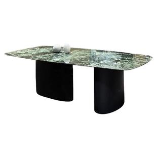 奢石桌天然普拉达绿奢石餐桌意式极简轻奢高档别墅餐厅大理石饭桌