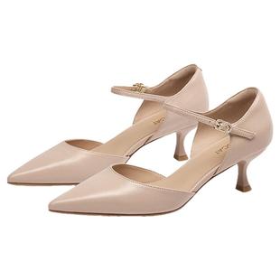 KISSCAT接吻猫[华尔兹]舒适细跟黑色气质尖头浅口单鞋高跟鞋