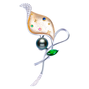 香港珍世缘 雨蝶 正品天然大溪地黑珍珠胸针高档气质胸花别针女