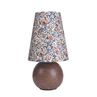 复古木纹碎花台灯床头灯中古灯高级感氛围灯客厅卧室高颜值小夜灯