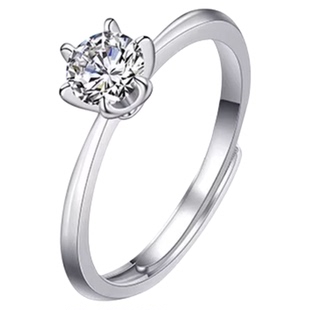 中国黄金央创莫桑石钻戒女求婚戒指订婚结婚对戒钻石锆石婚戒S925