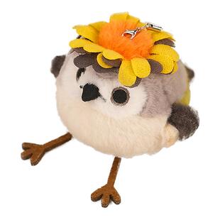 波普自然啾团子戴菊毛绒玩具小鸟玩偶公仔包小挂件饰圣诞生日礼物