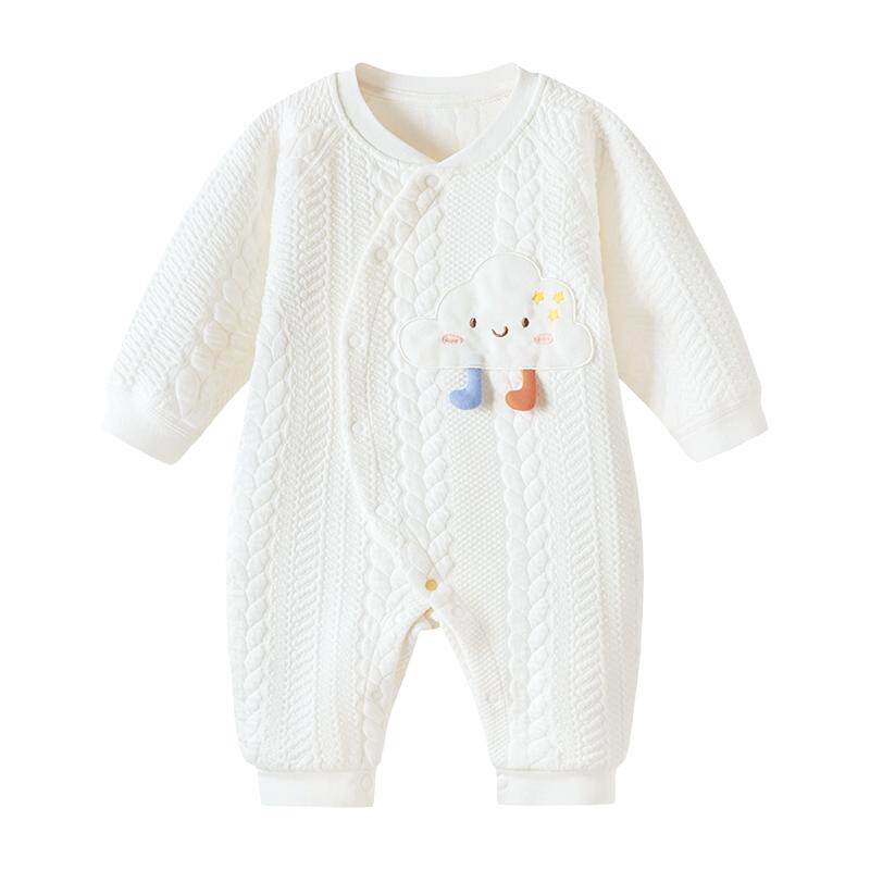 babylove婴儿连体衣薄加棉秋冬宝宝夹棉哈衣爬服居家和尚服衣服