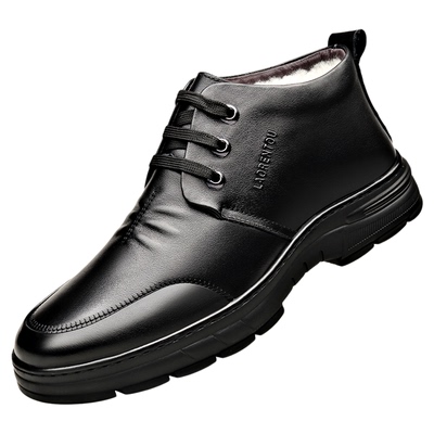 老人头原装正品真牛皮羊毛一体鞋