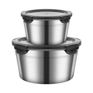 食品级不锈钢保鲜盒冰箱收纳盒密封饭盒上班族打包餐盒带盖猪油盆