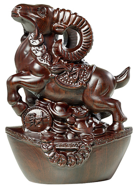 红木雕刻羊仿古中式元宝发财