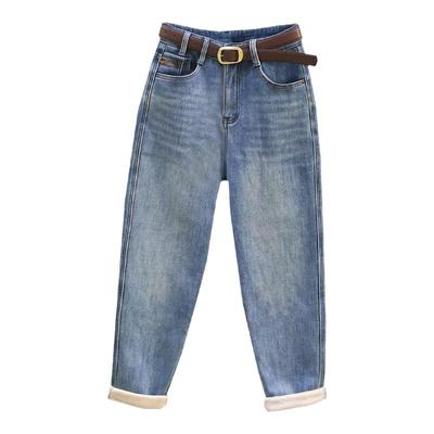 哈伦牛仔裤2025秋冬浅蓝色萝卜裤