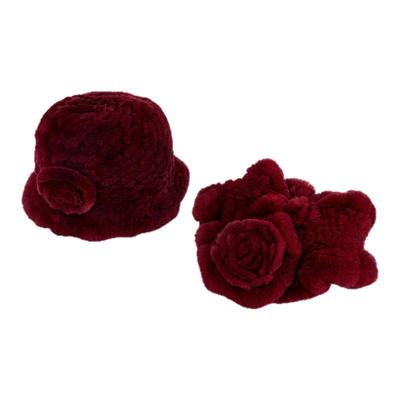 真毛绒编织盆帽女冬时尚保暖优雅