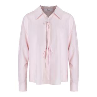 范洛Fano 浪漫樱花粉门襟系带设计甜妹氧气感宽松衬衫女上衣春季