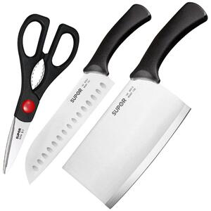 苏泊尔刀具套装厨房菜刀菜板二合一家用切菜刀水果刀三件套组合