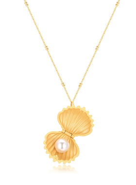 S925复古项链贝壳沙滩小众盒子