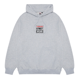 VISION官方 美式复古经典小BOXLOGO男女重磅宽松连帽套头卫衣