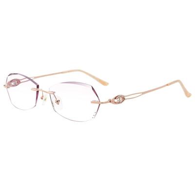 无框近视眼镜女纯钛超轻眼镜切边镶钻防蓝光老花变色镜优雅丹阳潮