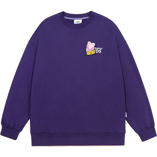 GUUKA潮牌深紫色重磅圆领卫衣女新款DIY魔术贴情侣装加绒上衣宽松