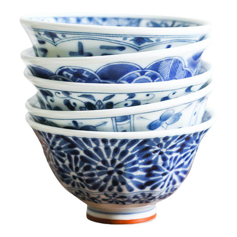小鹿田烧日本进口12.5cm饭碗陶瓷青花日式餐具中号小碗釉下彩家用