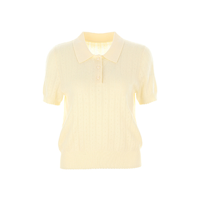 wanatry羊毛镂空钩花短袖针织衫